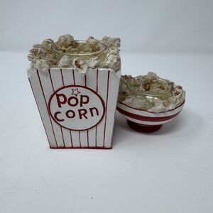 Vintage Yankee Candle Popcorn Tea Light Candle Holder Movie